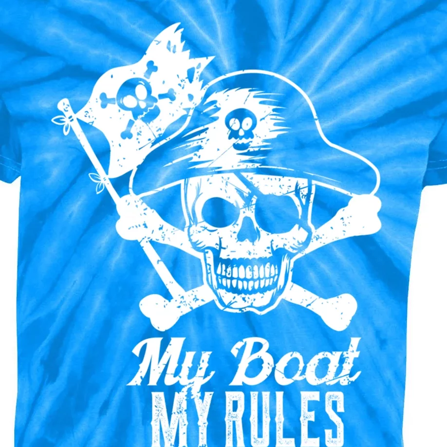 My Boat My Rules Captain Gift Boating Gift Pontoon Gift Kids Tie-Dye T-Shirt