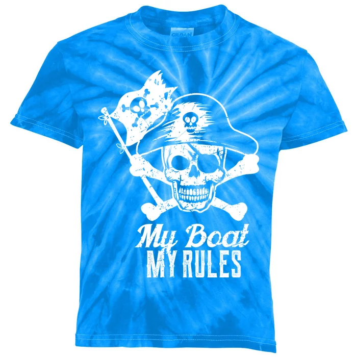 My Boat My Rules Captain Gift Boating Gift Pontoon Gift Kids Tie-Dye T-Shirt