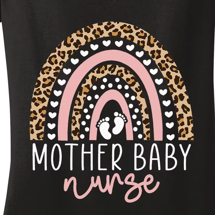 Mother Baby Nurse Postpartum Nurse Mom Baby Nursing Rainbow Women's V-Neck T-Shirt