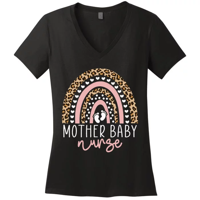 Mother Baby Nurse Postpartum Nurse Mom Baby Nursing Rainbow Women's V-Neck T-Shirt