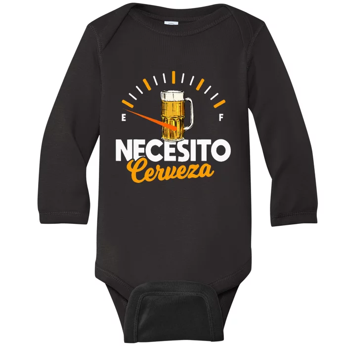 Mexican Beer Necesito Cerveza Cool & Funny Sayings Baby Long Sleeve Bodysuit