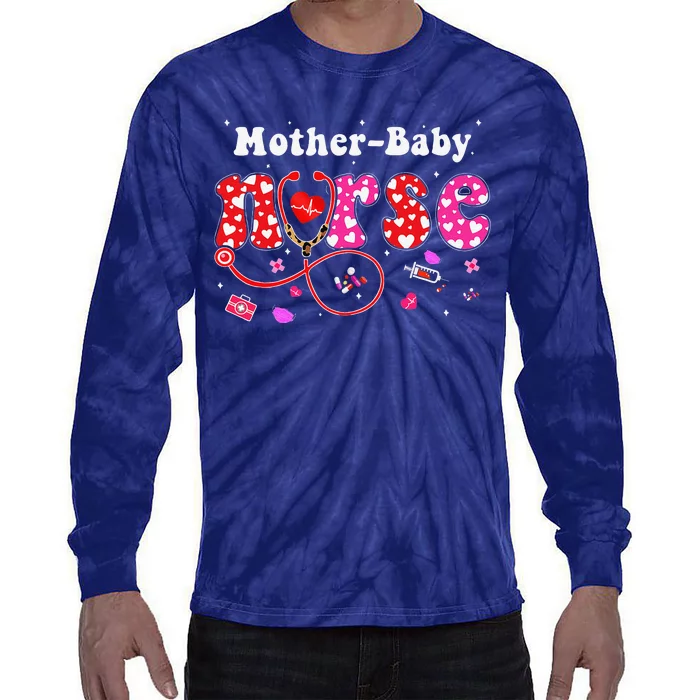 Mother Baby Nurse Appreciation Postpartum Nurse Valentine Tie-Dye Long Sleeve Shirt