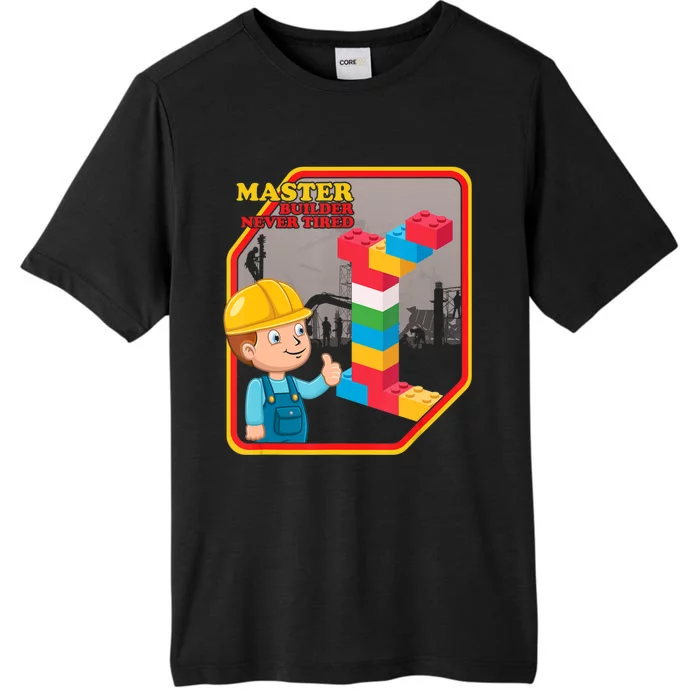 Master Builder Never Tired Construction Building Blocks Toy ChromaSoft Performance T-Shirt