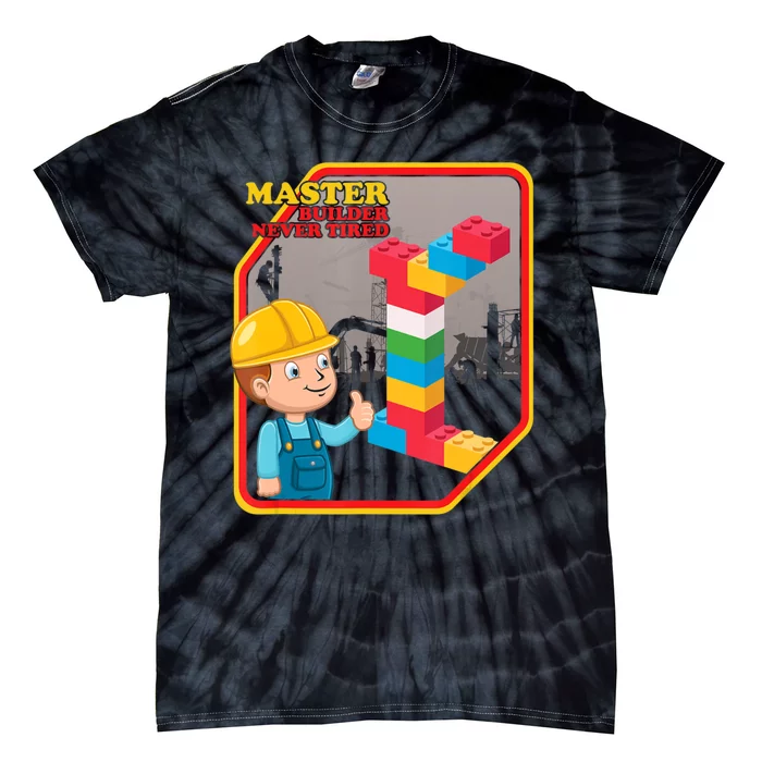 Master Builder Never Tired Construction Building Blocks Toy Tie-Dye T-Shirt