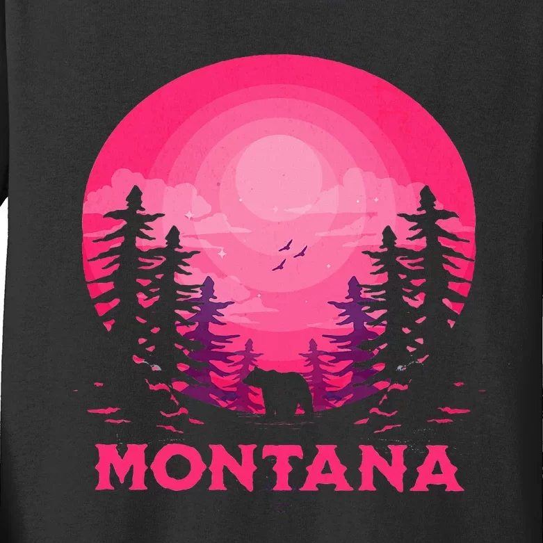 Montana Bear Nature Outdoors Kids Long Sleeve Shirt