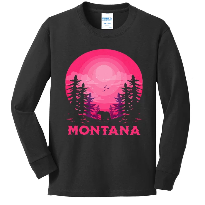 Montana Bear Nature Outdoors Kids Long Sleeve Shirt