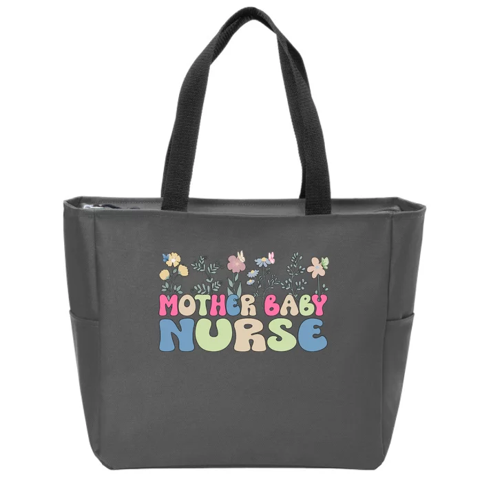 Mother Baby Nurse Flowers Postpartum Gift Zip Tote Bag