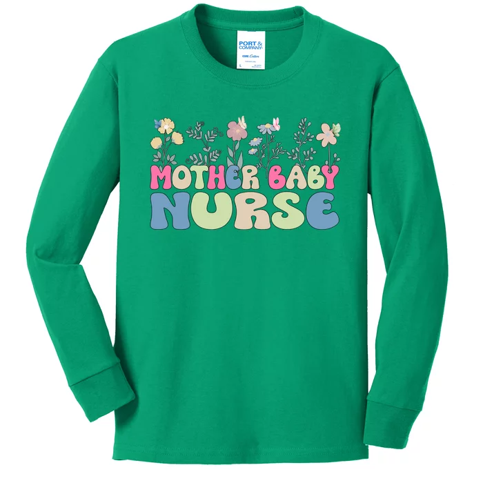 Mother Baby Nurse Flowers Postpartum Gift Kids Long Sleeve Shirt