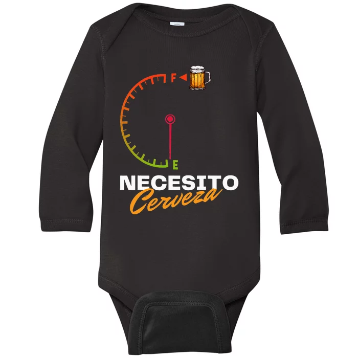 Mexican Beer Necesito Cerveza Cool Funny Sayings Beer Lover Baby Long Sleeve Bodysuit