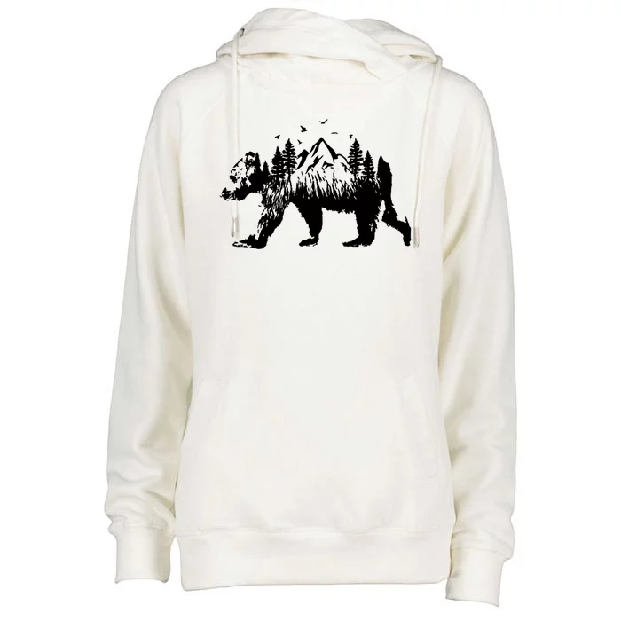 Mountain Bear Nature Womens Funnel Neck Pullover Hood