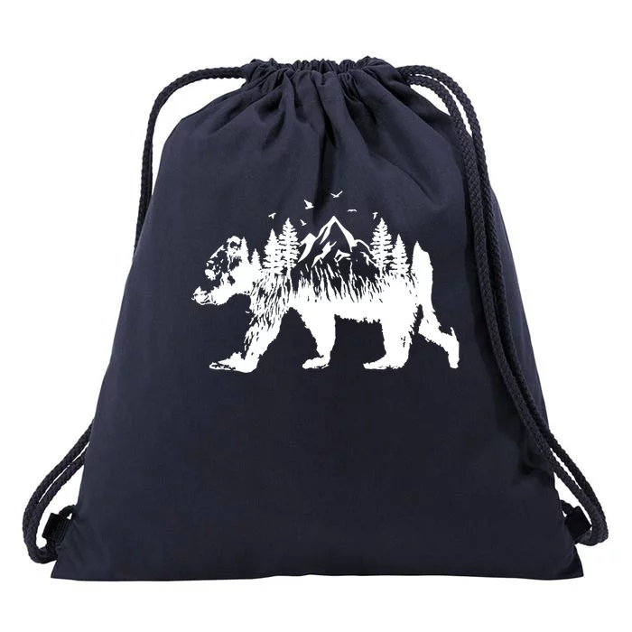 Mountain Bear Nature Drawstring Bag