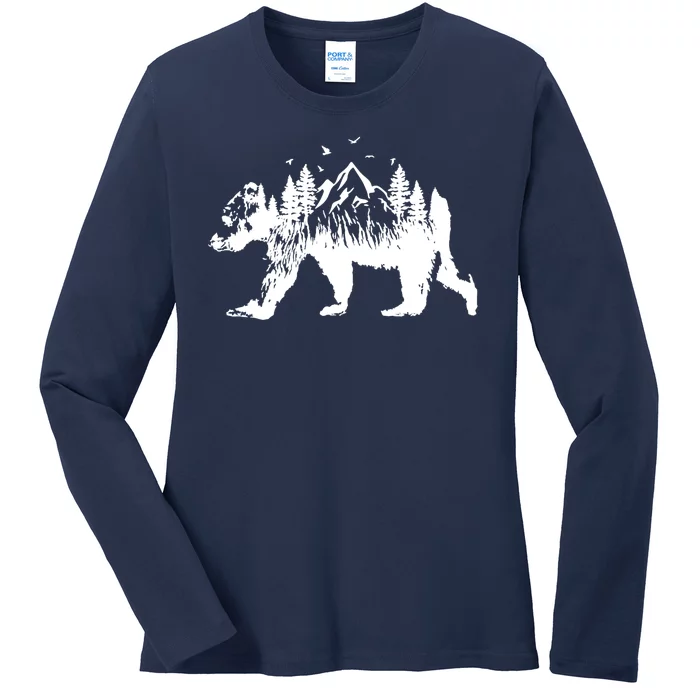 Mountain Bear Nature Ladies Long Sleeve Shirt