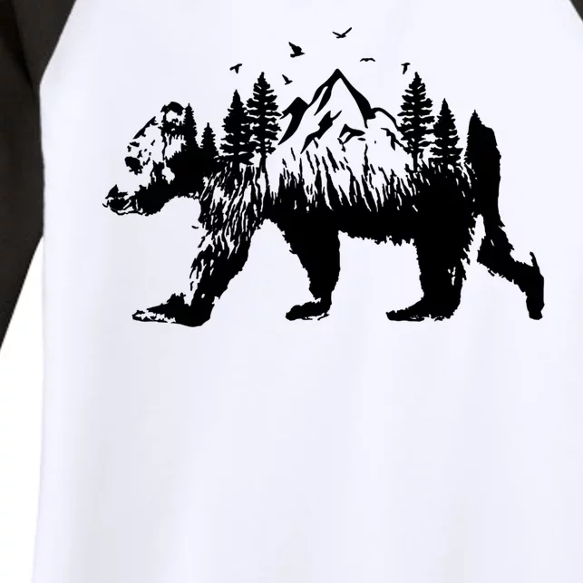 Mountain Bear Nature Women's Tri-Blend 3/4-Sleeve Raglan Shirt