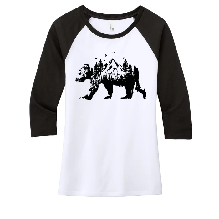 Mountain Bear Nature Women's Tri-Blend 3/4-Sleeve Raglan Shirt