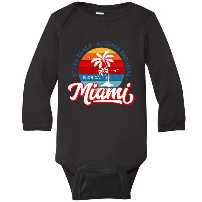 Miami Beach Novelty I Love Miami Miami Graphic Baby Long Sleeve Bodysuit