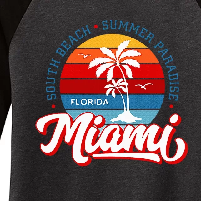 Miami Beach Novelty I Love Miami Miami Graphic Women's Tri-Blend 3/4-Sleeve Raglan Shirt