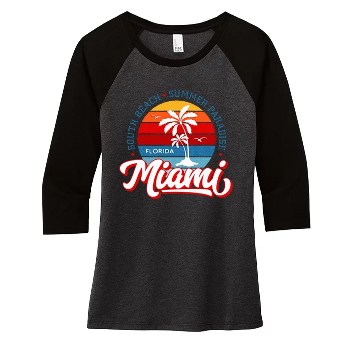 Miami Beach Novelty I Love Miami Miami Graphic Women's Tri-Blend 3/4-Sleeve Raglan Shirt