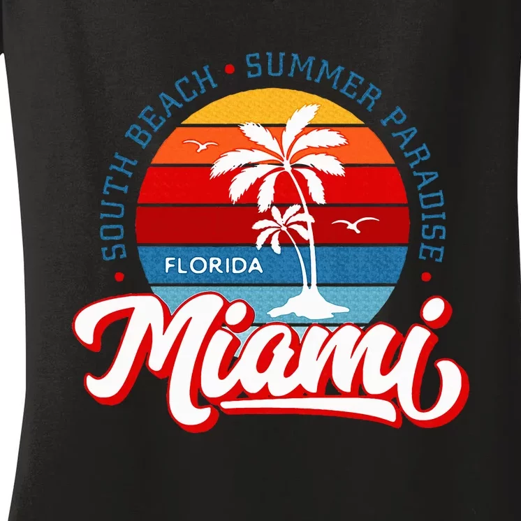 Miami Beach Novelty I Love Miami Miami Graphic Women's V-Neck T-Shirt