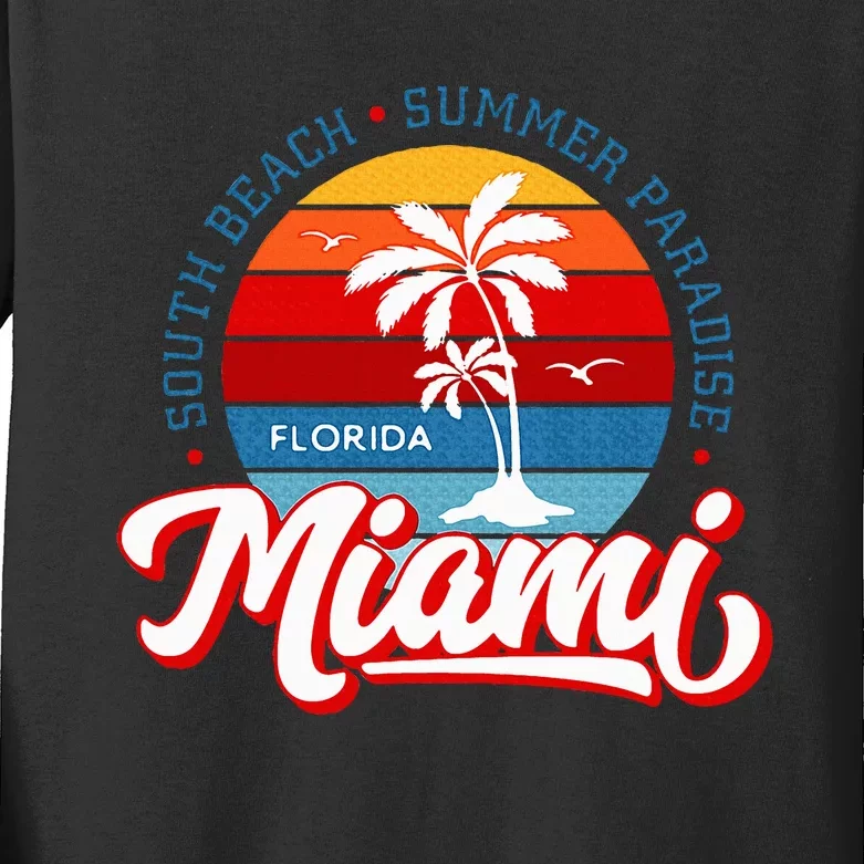 Miami Beach Novelty I Love Miami Miami Graphic Kids Long Sleeve Shirt