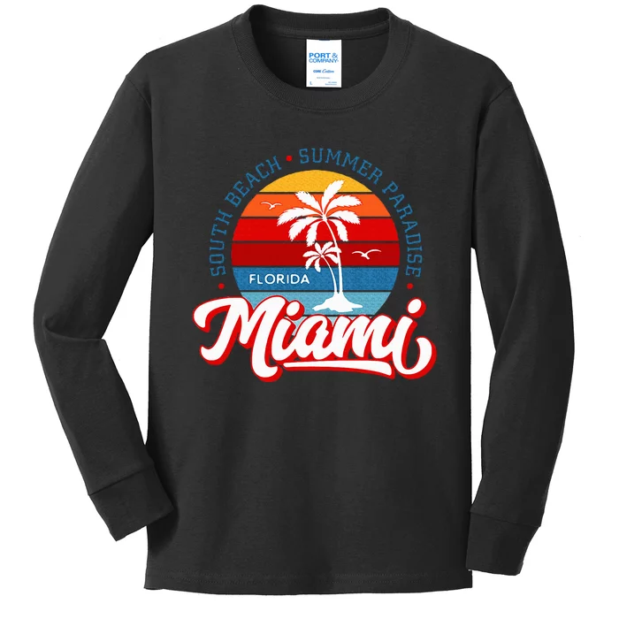 Miami Beach Novelty I Love Miami Miami Graphic Kids Long Sleeve Shirt