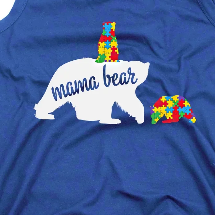 Mama Bear Of Two Warriors Autism Awareness Gift Tank Top