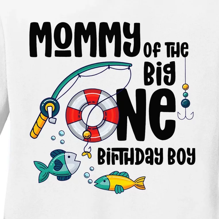 Mommy Big One 1-Year-Old  Fishing Birthday Ladies Long Sleeve Shirt