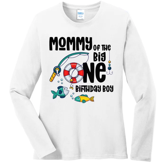 Mommy Big One 1-Year-Old  Fishing Birthday Ladies Long Sleeve Shirt