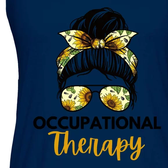 Messy Bun Occupational Therapy OT Therapist Assisstant Ladies Essential Flowy Tank