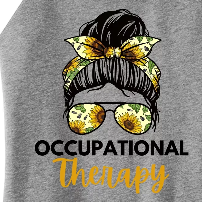 Messy Bun Occupational Therapy OT Therapist Assisstant Women’s Perfect Tri Rocker Tank