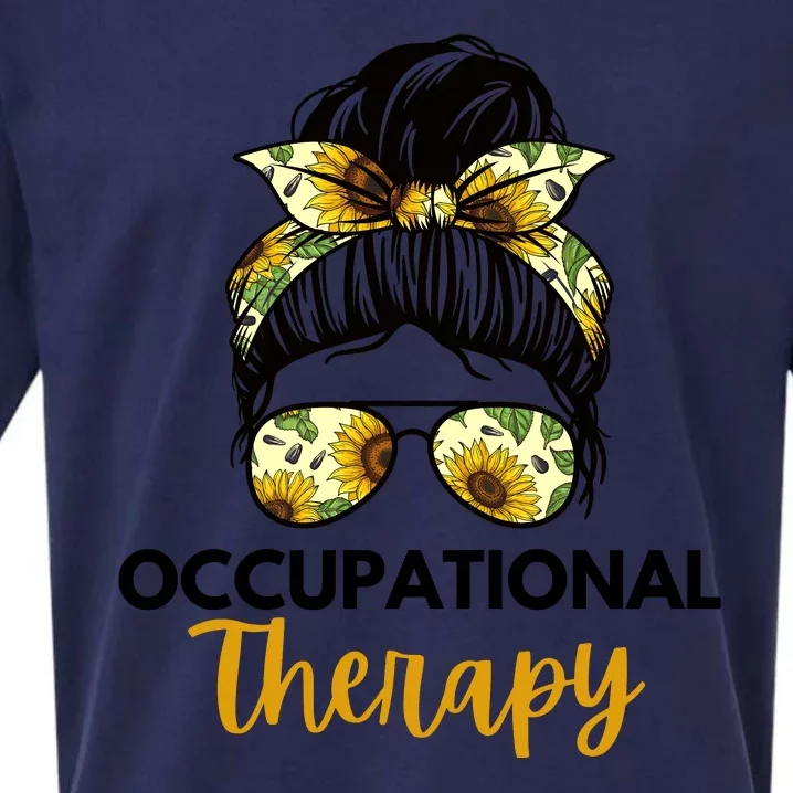 Messy Bun Occupational Therapy OT Therapist Assisstant Sueded Cloud Jersey T-Shirt