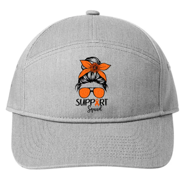 Messy Bun Orange Support Squad Kidney Cancer Awareness 7-Panel Snapback Hat