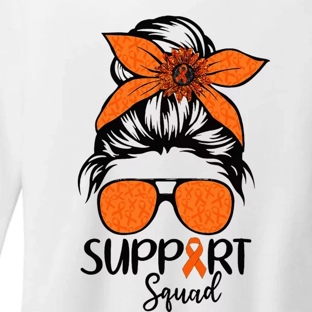 Messy Bun Orange Support Squad Kidney Cancer Awareness Womens CVC Long Sleeve Shirt