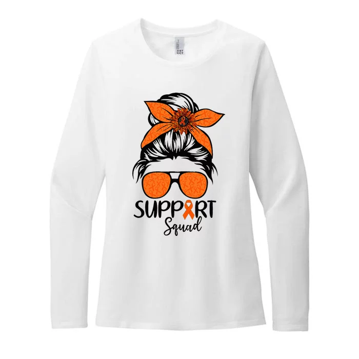 Messy Bun Orange Support Squad Kidney Cancer Awareness Womens CVC Long Sleeve Shirt