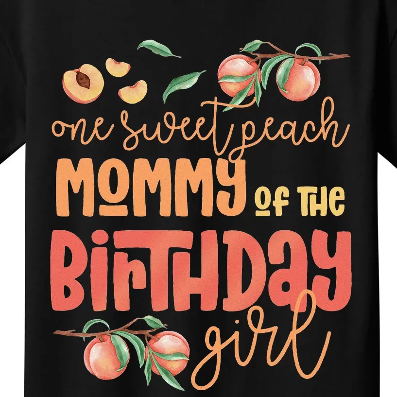 Mommy Birthday One Sweet Peach Peachy Birthday Party Kids T-Shirt