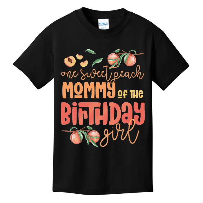 Mommy Birthday One Sweet Peach Peachy Birthday Party Kids T-Shirt