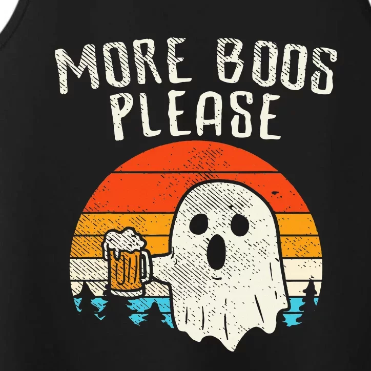 More Boos Please Ghost Beer Retro Halloween Drinking Performance Tank