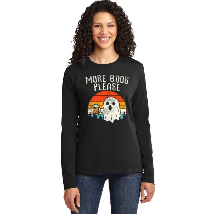 More Boos Please Ghost Beer Retro Halloween Drinking Ladies Long Sleeve Shirt