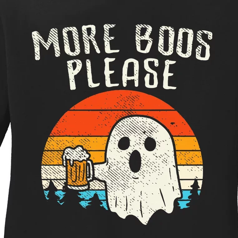 More Boos Please Ghost Beer Retro Halloween Drinking Ladies Long Sleeve Shirt