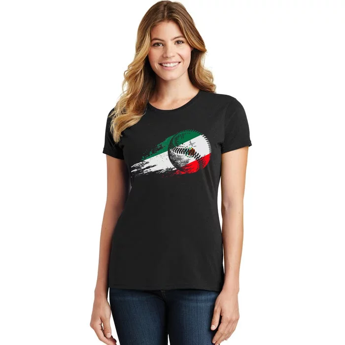 Mexican Baseball Player Mexico Flag Baseball Lover Women's T-Shirt