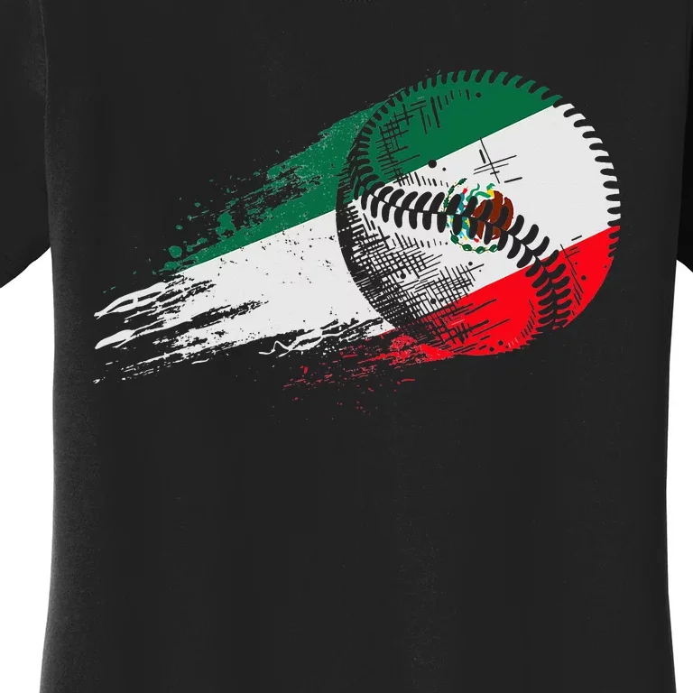 Mexican Baseball Player Mexico Flag Baseball Lover Women's T-Shirt