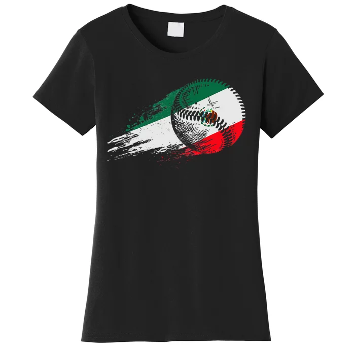 Mexican Baseball Player Mexico Flag Baseball Lover Women's T-Shirt