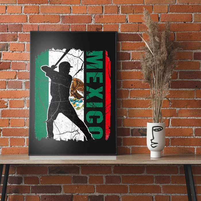 Mexican Baseball Player Mexico Flag Baseball Fans Poster