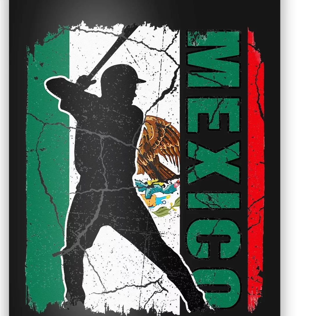 Mexican Baseball Player Mexico Flag Baseball Fans Poster