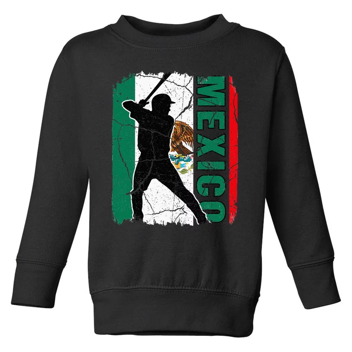 Mexican Baseball Player Mexico Flag Baseball Fans Toddler Sweatshirt