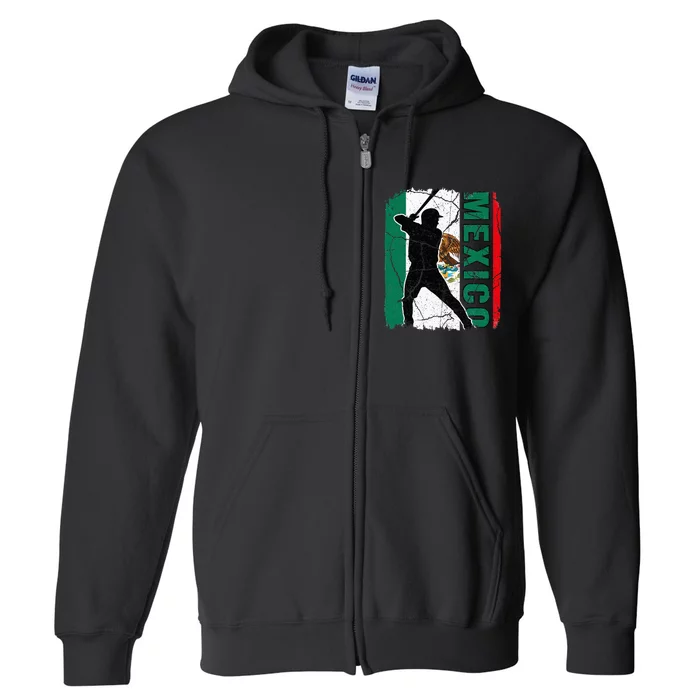 Mexican Baseball Player Mexico Flag Baseball Fans Full Zip Hoodie