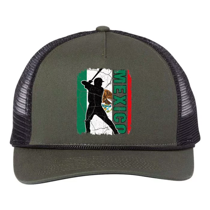 Mexican Baseball Player Mexico Flag Baseball Fans Retro Rope Trucker Hat Cap