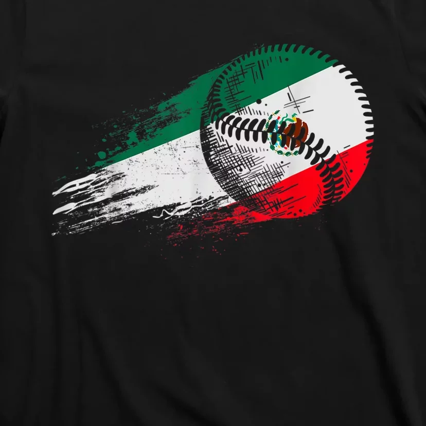 Mexican Baseball Player Mexico Flag Baseball Lover T-Shirt