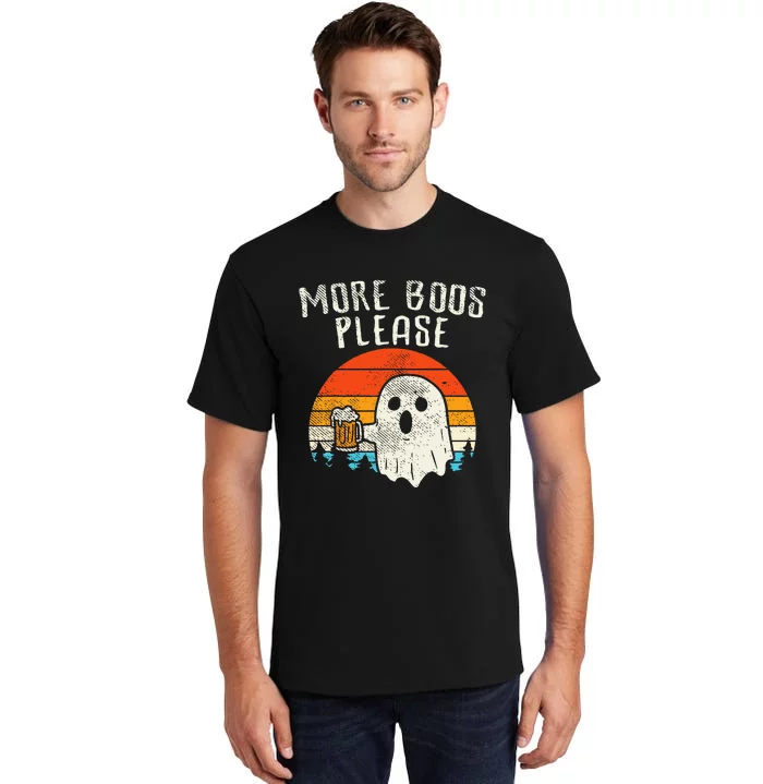 More Boos Please Ghost Beer Retro Halloween Drinking Men Tall T-Shirt