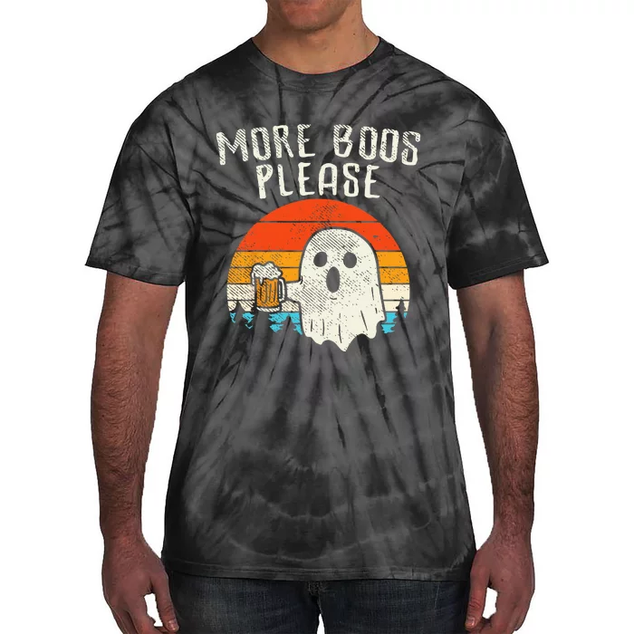 More Boos Please Ghost Beer Retro Halloween Drinking Men Tie-Dye T-Shirt