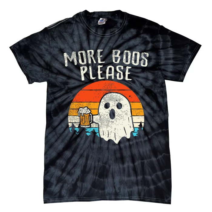 More Boos Please Ghost Beer Retro Halloween Drinking Men Tie-Dye T-Shirt